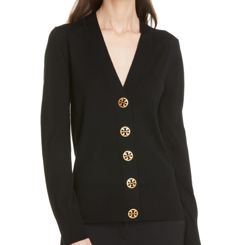 Tory Burch Navy Merino Cardigan